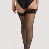 Playful Promises Hosiery Sheer Hoop Hold Ups Black