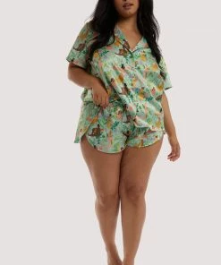 Playful Promises Nightwear Bodil Jane Recycled Nudes & Flowers Satin Short