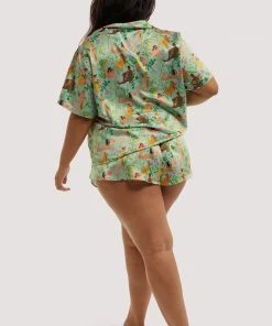 Playful Promises Nightwear Bodil Jane Recycled Nudes & Flowers Satin Short