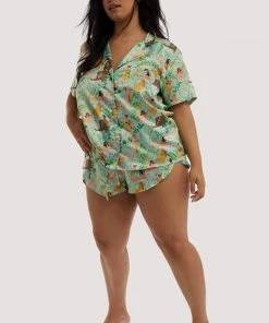 Playful Promises Nightwear Bodil Jane Recycled Nudes & Flowers Satin Short