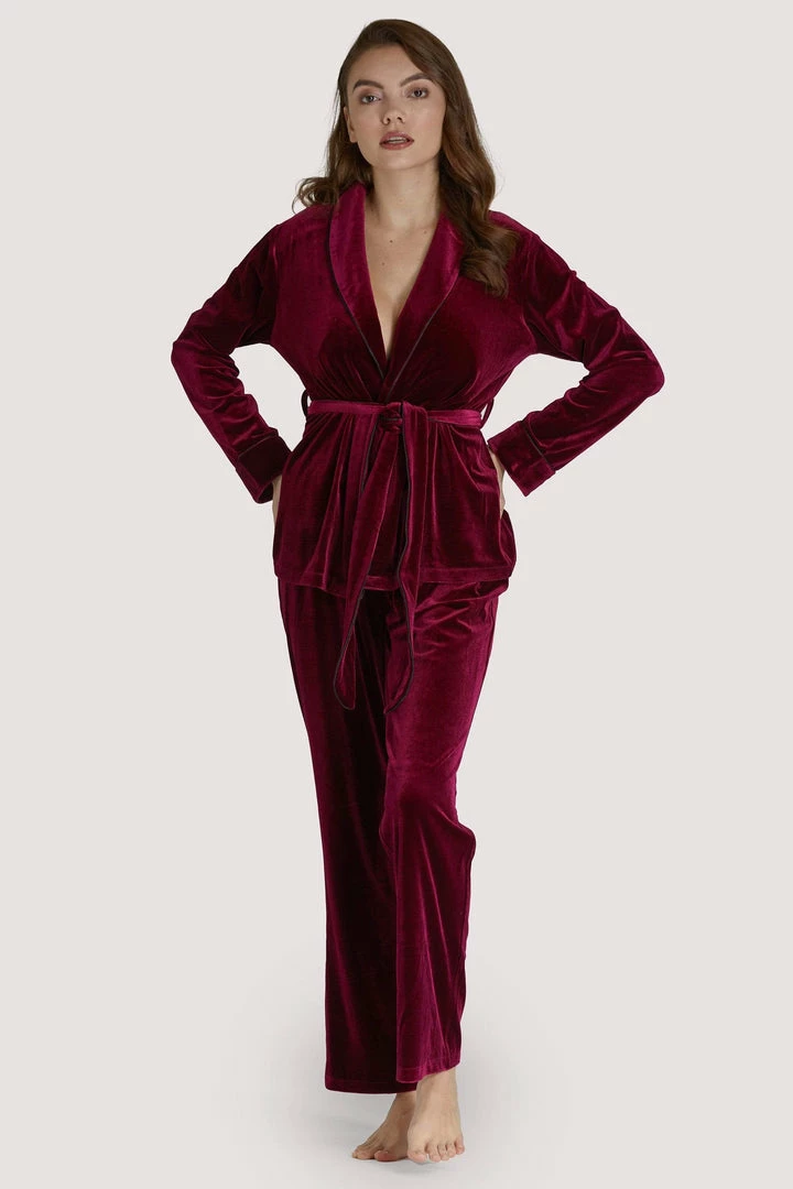 Playful Promises Velvet Wine Red Pyjama Set 3 Playful Promises Velvet Wine Red Pyjama Set