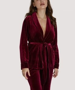 Playful Promises Velvet Wine Red Pyjama Set