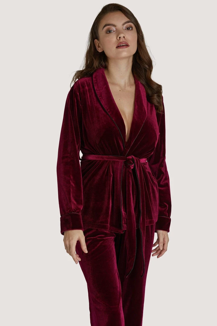 Playful Promises Velvet Wine Red Pyjama Set 4 Playful Promises Velvet Wine Red Pyjama Set