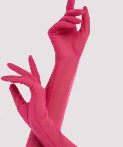 Bettie Page Lingerie Hot Pink Gloves Playful Muse: Miss Deadly Red