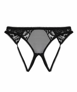 Playful Promises Black Lace And Mesh Ouvert Brief