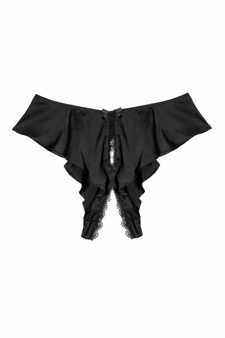 Playful Promises Erotic Black Satin And Lace Trim Ouvert Brief 3 Playful Promises Erotic Black Satin And Lace Trim Ouvert Brief