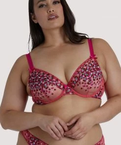 Playful Promises Cherry Embroidery Coral Plunge Bra Bras 27 Playful Promises Cherry Embroidery Coral Plunge Bra Bras