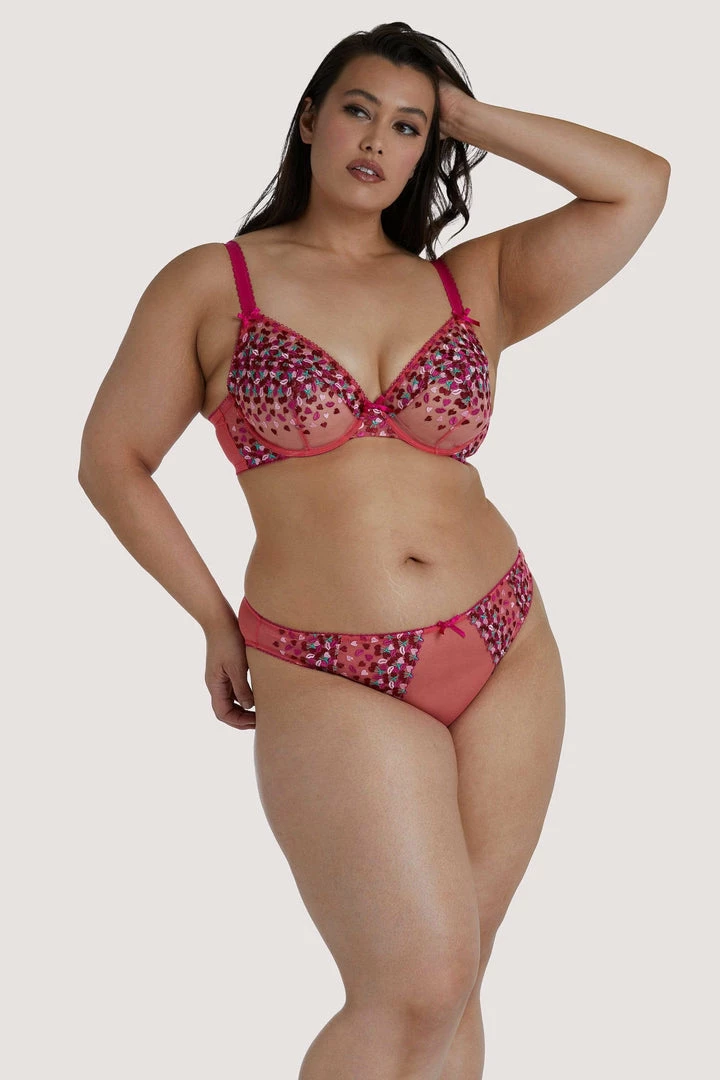 Playful Promises Cherry Embroidery Coral Plunge Bra Bras 14 Playful Promises Cherry Embroidery Coral Plunge Bra Bras