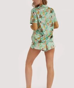 Playful Promises Nightwear Bodil Jane Recycled Nudes & Flowers Satin Short