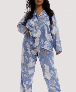 Playful Promises Logan Spector Recycled Blue Statues Long Sleeve Top