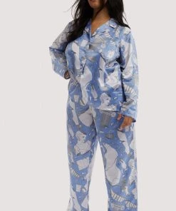 Playful Promises Logan Spector Recycled Blue Statues Long Sleeve Top