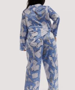 Playful Promises Logan Spector Recycled Blue Statues Long Sleeve Top