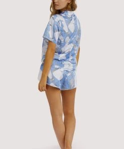 Playful Promises Logan Spector Recycled Blue Statue Satin Shirt