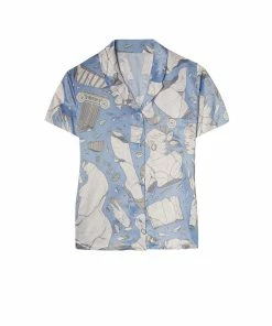 Playful Promises Logan Spector Recycled Blue Statue Satin Shirt