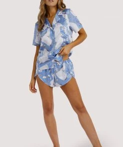 Playful Promises Logan Spector Recycled Blue Statue Satin Shirt