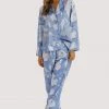 Playful Promises Nightwear Logan Spector Recycled Blue Statues Satin Trousers