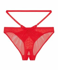 Playful Promises Eddie Red Crossover Wrap Crotchless Brazilian Brief Luxe Bras