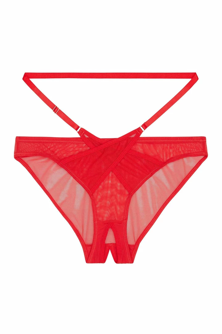 Playful Promises Eddie Red Crossover Wrap Crotchless Brazilian Brief Luxe Bras 3 Playful Promises Eddie Red Crossover Wrap Crotchless Brazilian Brief Luxe Bras