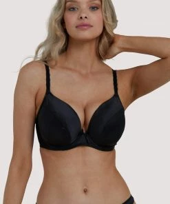 Deja Day Sophia Black Plunge & Push Up Bra Outlet