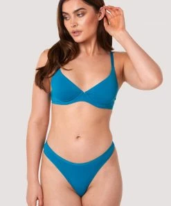 Deja Day Second Skin Teal Recycled Plunge Bra Plunge Bras