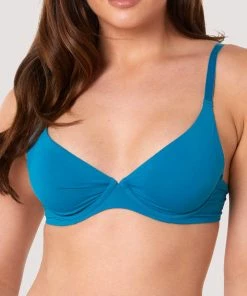 Deja Day Second Skin Teal Recycled Plunge Bra Plunge Bras