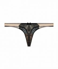 Deja Day Rosalyn Black And Blush Lace Thong 21 Deja Day Rosalyn Black And Blush Lace Thong
