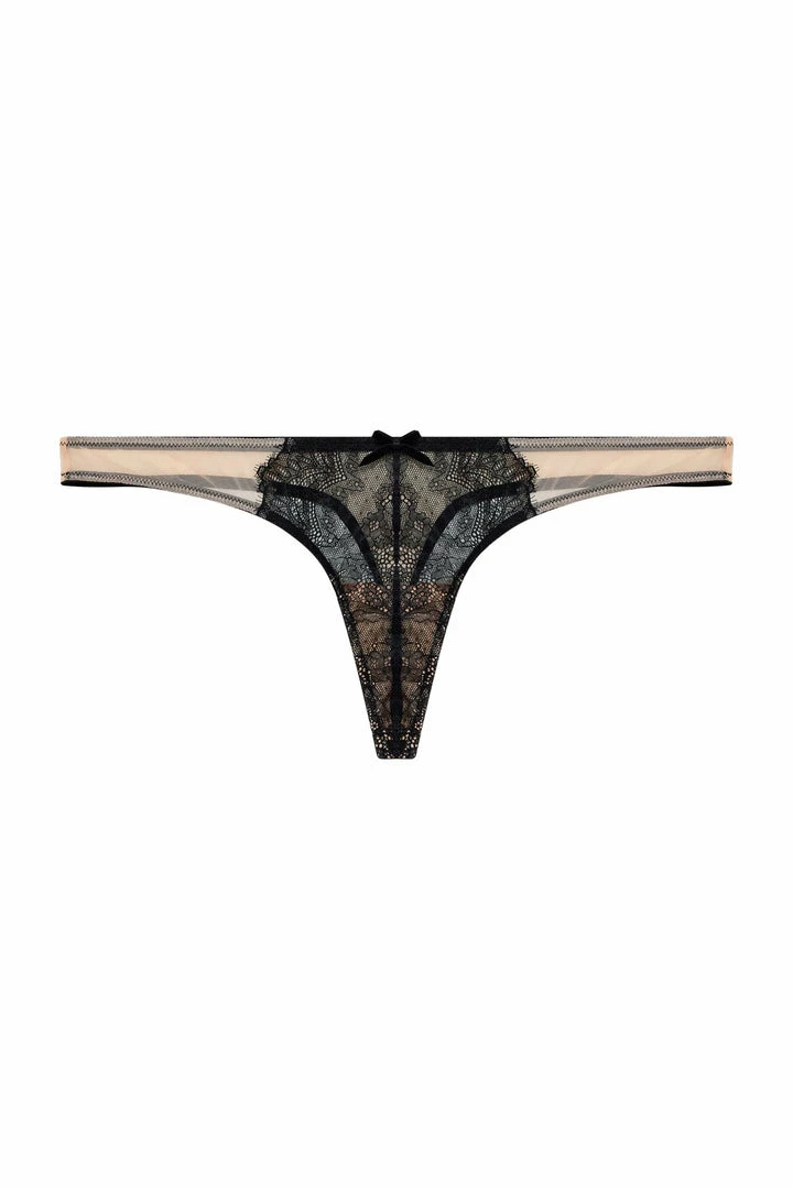 Deja Day Rosalyn Black And Blush Lace Thong 12 Deja Day Rosalyn Black And Blush Lace Thong