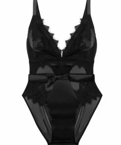 FFFB X Playful Promises Bodies Athena Black Lace And Mesh Bow Body