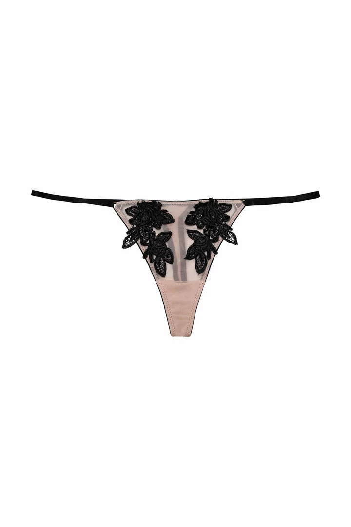 Hustler Outlet Brooke Black Applique Thong 3 Hustler Outlet Brooke Black Applique Thong
