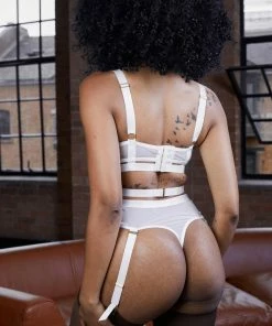 Hustler Pamela Lace White Suspender White Thong