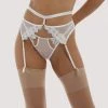 Hustler Esther White Lace Applique Suspender Belt Suspenders