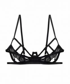 Hustler Tilly Black Caged Embroidery Bra