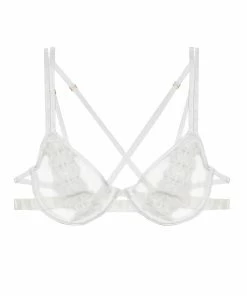 Hustler Esther White Lace Applique Bra Hustler Lingerie