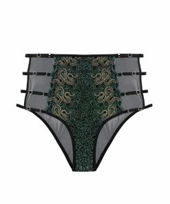 Playful Promises Dakota Green & Gold Snake High Waist Brief Luxe Bras