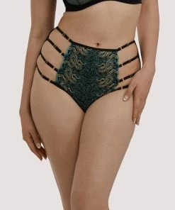 Playful Promises Dakota Green & Gold Snake High Waist Brief Luxe Bras