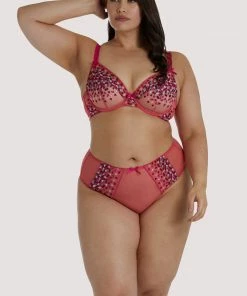 Playful Promises Cherry Embroidery Coral Highwaisted Thong