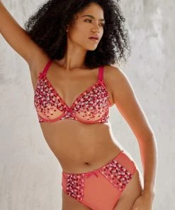 Playful Promises Cherry Embroidery Coral Highwaisted Thong