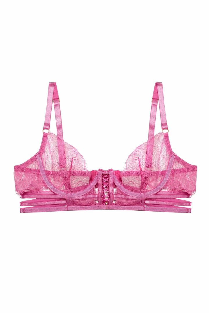 Wolf & Whistle Outlet Azma Pink Lace Caged Bra 8 Wolf & Whistle Outlet Azma Pink Lace Caged Bra