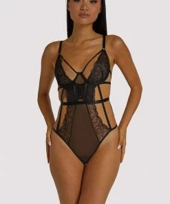 Wolf & Whistle Teigan Black Lace Up Strappy Body Bodies