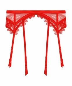 Playful Promises Anaise Red Suspender Belt Suspenders