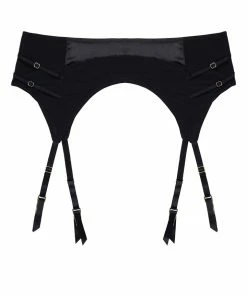 Playful Promises Charlie Black Cut-out Suspender Belt Suspenders