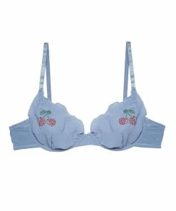 Squish Lili Blue Diamante Cherry Plunge Bra Plunge Bras