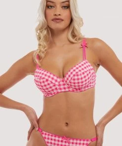 Squish Bras Daisy Pink Gingham Balcony Bra