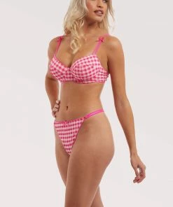 Squish Squish X Playful Promises Daisy Pink Gingham Thong