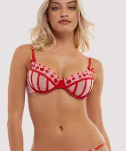 Squish Charli Pink Embroidered Balcony Bra