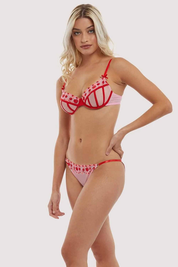 Squish Charli Pink Embroidered Balcony Bra 7 Squish Charli Pink Embroidered Balcony Bra