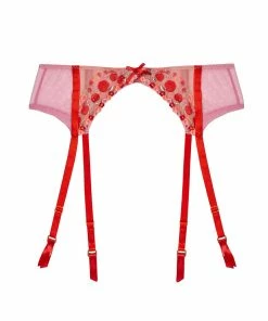 Squish Charli Pink Embroidered Suspender Belt Suspenders
