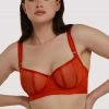 Scantilly By Curvy Kate Sheer Chic Flame Red Bra Balconette Bras