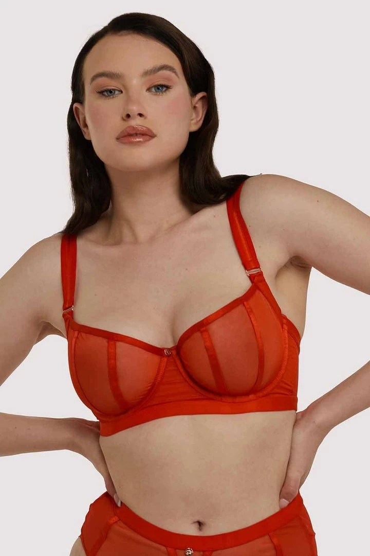 Scantilly By Curvy Kate Sheer Chic Flame Red Bra Balconette Bras 3 Scantilly By Curvy Kate Sheer Chic Flame Red Bra Balconette Bras