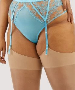 Playful Promises Cassia Blue Floral Embroidery Suspender Suspenders